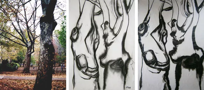 charcoal on paper, 22 x 33 in (drawing)
