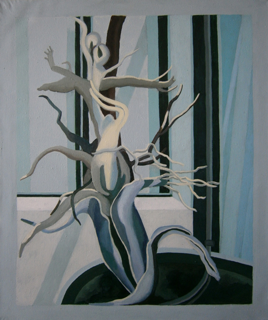 Burgeoning, 2019. Acrylic on linen. 18 x 36 in.